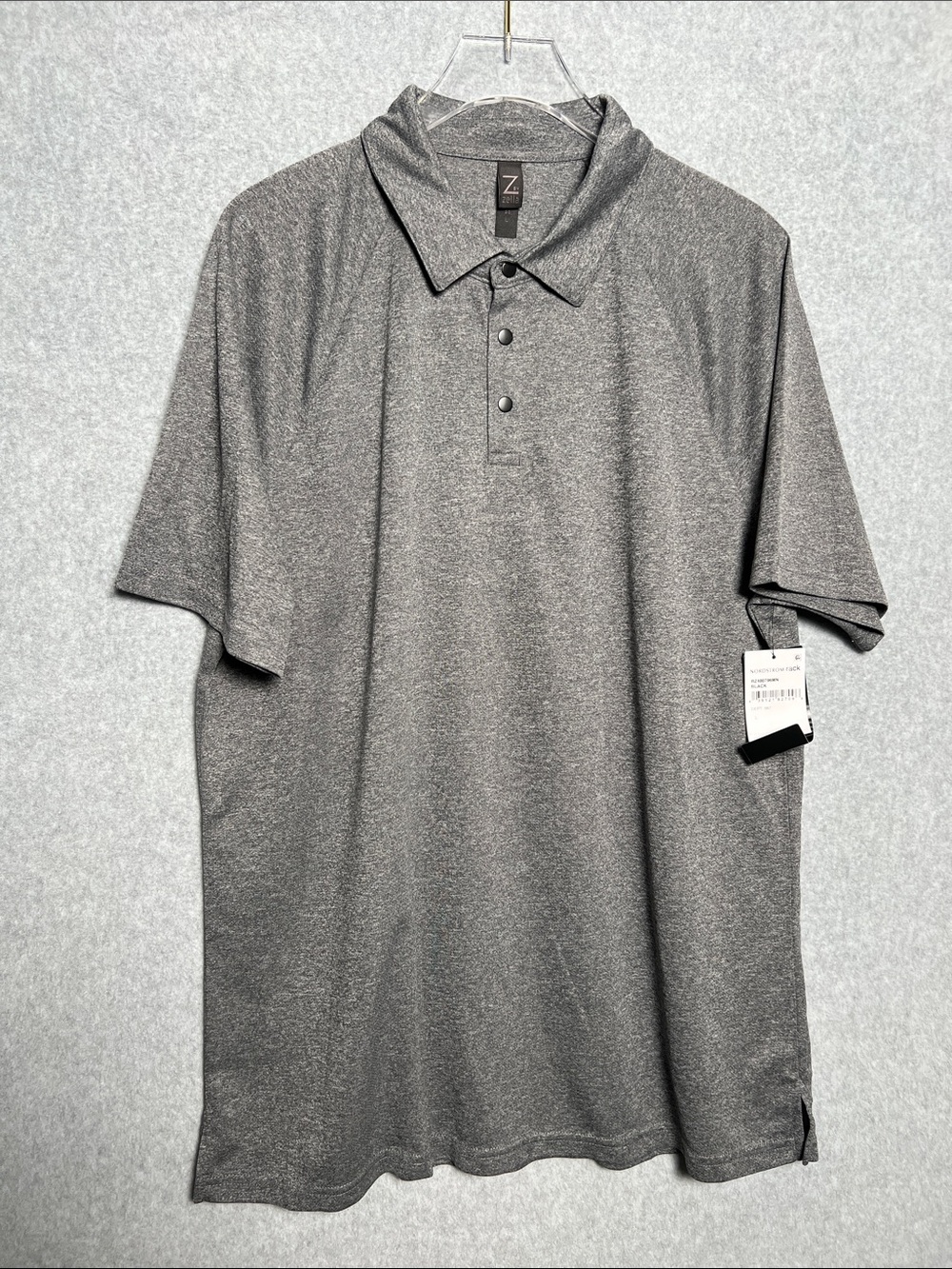 Z By Zelle Black Zipline Raglan 3-Snap Short Sleeve Polo NWT SZ L